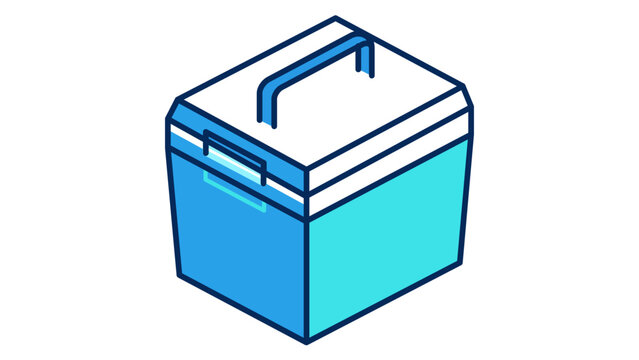 Durable hard plastic cooler with editable stroke vector icon illustration, colorful minimalist flat line design for outdoor camping and hiking gear, isolated on white background for storage.