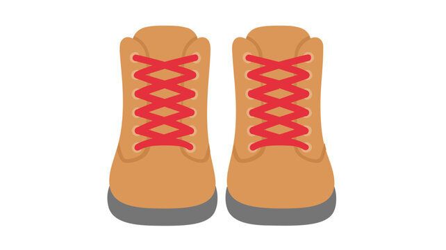 Sturdy leather hiking boots vector icon for wilderness trekking and outdoor camping trips, colorful minimalist flat illustration of mountain footwear equipment isolated on white background.