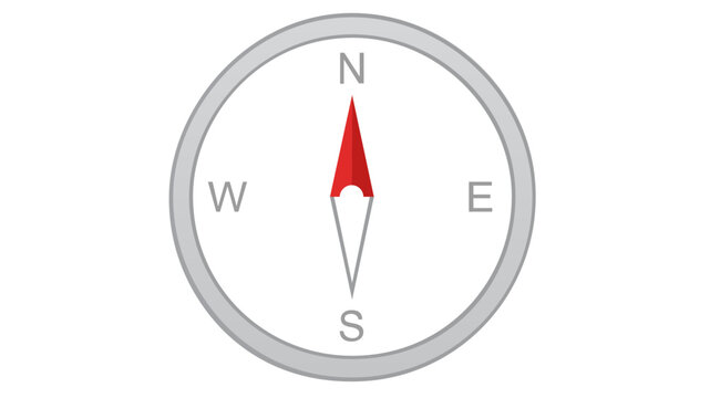 Navigation compass dial vector icon for outdoor adventure and hiking. Colorful line illustration of geographic orientation tool for wilderness exploration and trekking isolated on white.