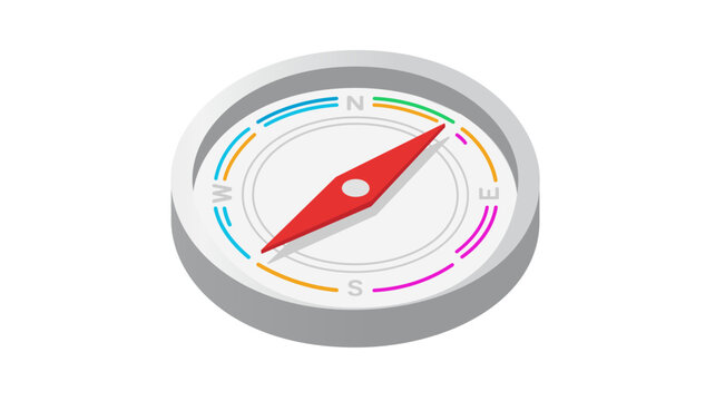 Navigation compass dial vector icon with editable stroke for outdoor adventure. Customizable line illustration of orientation tool for hiking and wilderness exploration on white background.