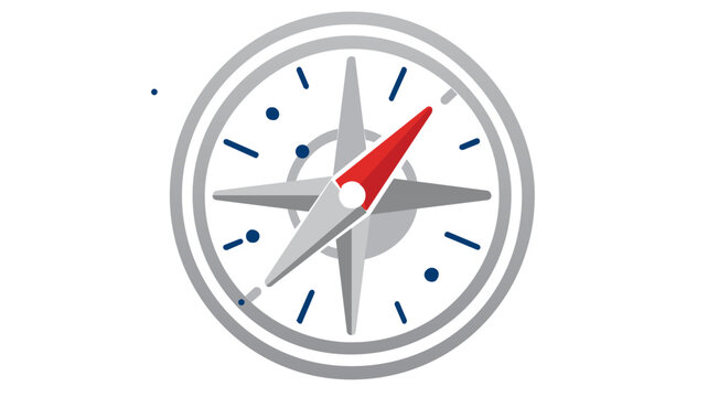 Geographic navigation compass dial vector icon for hiking and outdoor camping. Vibrant line illustration of directional tool for wilderness trekking and exploration on white background.