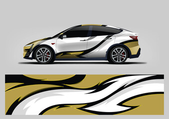 Obraz premium abstract stripe racing car wrap design. Vector wrap template for vehicle graphics.