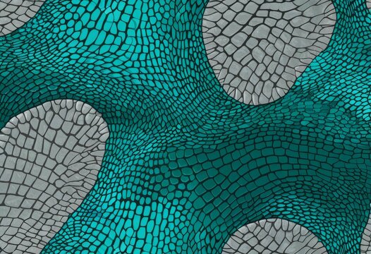 Abstract curved emerald green pattern with reptile scale texture