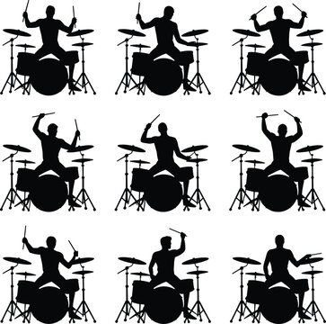 Black silhouette dancers in various poses against white background black silhouettes ballet d