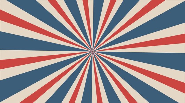 Vintage spinning patriotic red and blue retro burst video background 4k