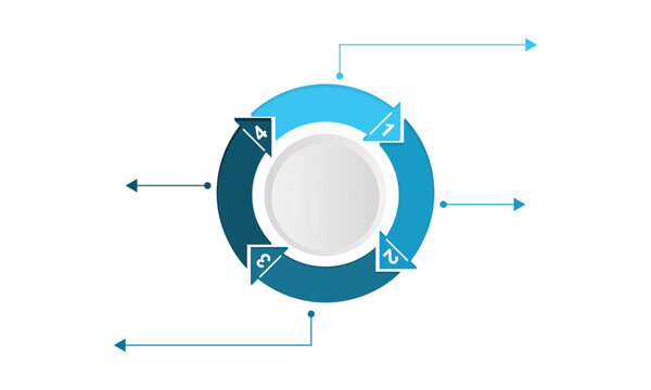 circle infographic 4 step with callout arrow for label, vector illustration isolated on white background.