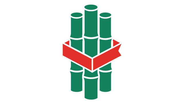 Artistic green bamboo stalks vector icon illustration for wellness and meditation centers, colorful line plant graphic on white background, elegant minimalist design for spa and health industries.