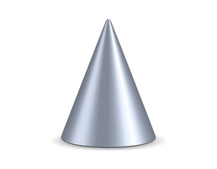 Fototapeta premium A shiny silver cone on a white background