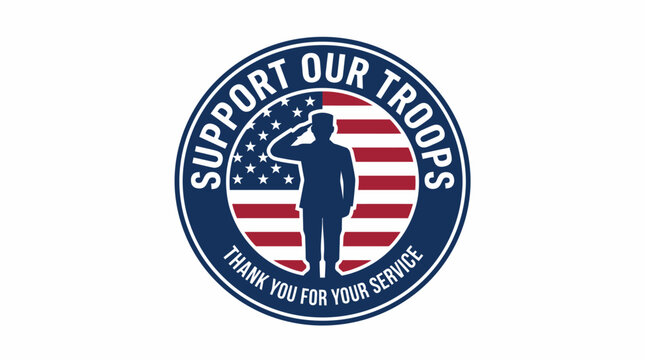 A patriotic emblem illustrating profound gratitude and unwavering support for all armed forces members and their dedicated service to the nation