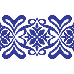 Fototapeta premium horizontal-border-pattern--floral-ornaments--blue-.