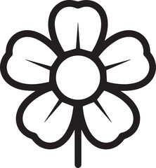 Obraz premium line art flower vector icon. black and white vector illustration of outline flower with stem isolated for botanical and nature garden design and floral spring graphic branding elements