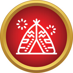 Wigwam or native american tent pictogram appearing on a vibrant red circular button © ylivdesign