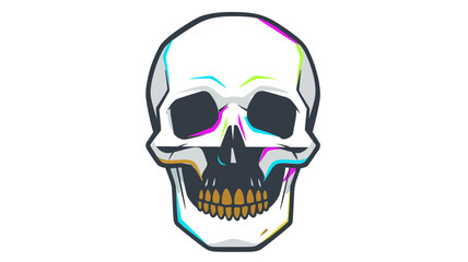 Obraz premium Bleached bone skull vector icon for spooky Halloween and mystic designs, anatomically inspired head bone illustration in a minimalist flat style isolated on white background, festive graphic.