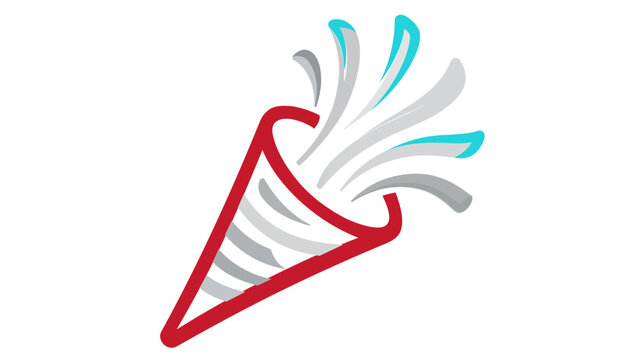 Colorful party horn vector icon illustration for celebration events, birthdays and anniversaries, featuring a vibrant minimalist design isolated on a white background for high quality creative use.