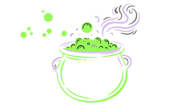 Mystical Bubbling Cauldron Vector Illustration with Creative Colorful Line Art on a White Background Perfect for Halloween Graphics Spooky Magic Themes and Professional Alchemy Design Projects