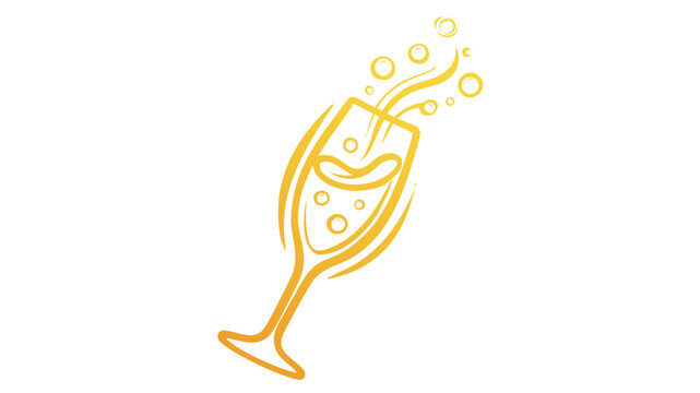 Modern champagne glass flute vector icon illustration for luxury beverage menus and celebration graphics, featuring a clean colorful line style on a white background for a professional look.