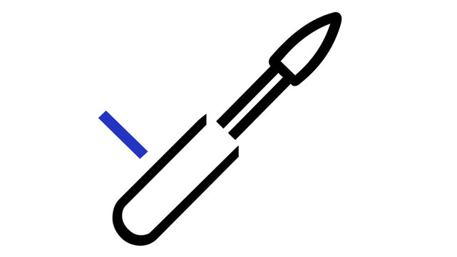 Blue mascara wand vector icon and creative colorful line illustration for makeup artists and beauty spa wellness salons, minimalist professional eyelash brush design on a white background.