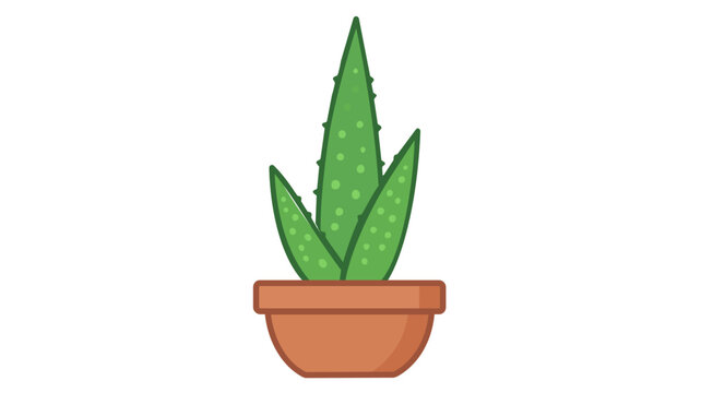 Vibrant aloe vera plant in a pot vector icon featuring editable stroke, colorful minimalist illustration for indoor gardening apps and botanical houseplant designs on white background.