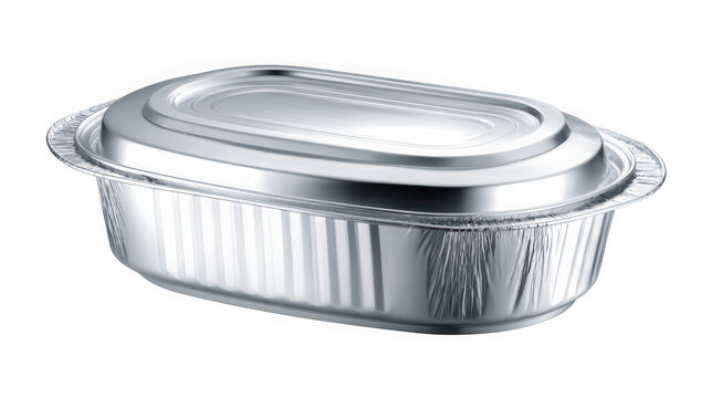 Aluminum casserole dish isolated on white background
