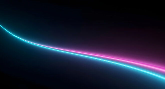 Glowing neon light curve on dark futuristic background