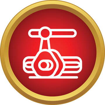 Fishing reel icon representing baitcasting equipment within a red and gold circle