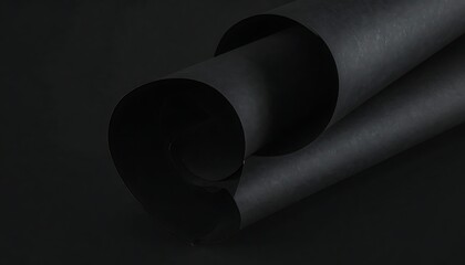 Fototapeta premium A close-up of two rolled-up black cylindrical objects on a dark background