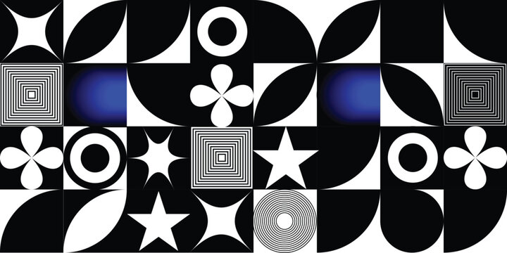 Abstract geometric pattern with black and white shapes