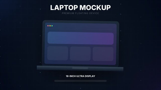 Modern Laptop Mockup with 16-Inch Ultra Display and Tech Background