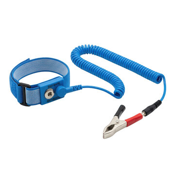 Blue ESD Anti-Static Wrist Strap with Alligator Grounding Clip
