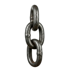 Fototapeta premium Four Interlocked Weathered Steel Chain Links Isolated on White Background