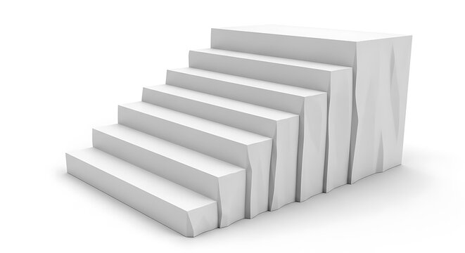 White stair steps leading up arranged in a modern geometric block pattern