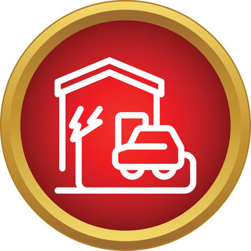 Electric vehicle plugged into a fast charging station at a residential garage