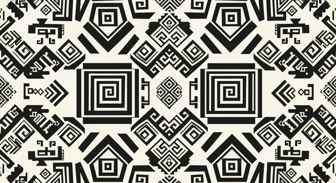 woven aztec patterns a seamless geometric tribal design creating an intricate ethnic ornament for cultural art.