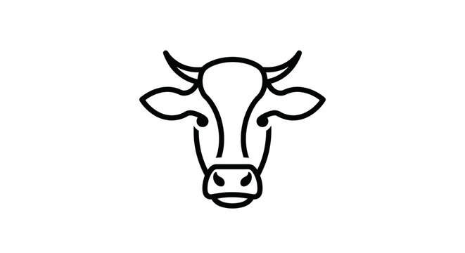 Minimalist cow head line art icon for butchery or qurban