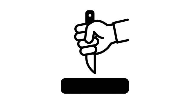 Hand holding knife for ritual sacrifice or slaughter icon