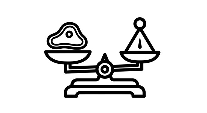 Weighing scales with meat icon for butcher shop and market