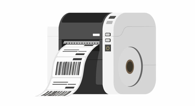 Professional Thermal Label Printer with Barcode Shipping Labels for Logistics and E-commerce Business Illustration