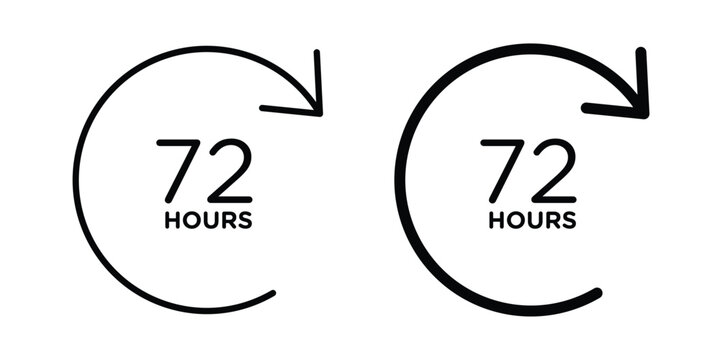 72 hours icon concept editable stroke outline. flat vector illustration.