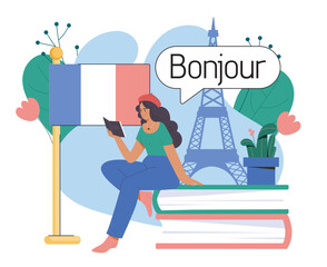 French learning scene. Vector illustration © 100% HAND-CRAFTED 