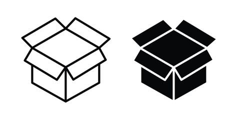 Cardboard box icon concept editable stroke outline. flat vector illustration. © basit