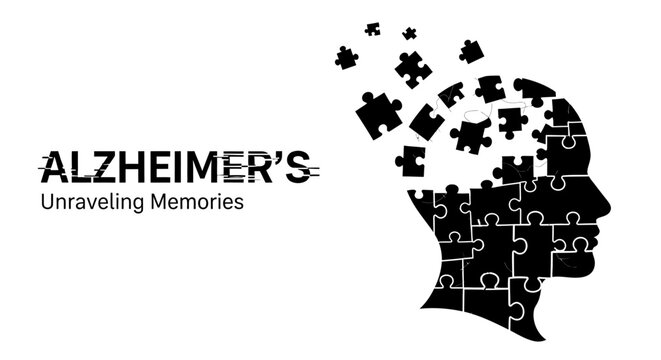Alzheimer's disease awareness concept with jigsaw puzzle head silhouette
