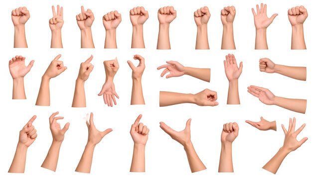 A collection of hands performing various gestures