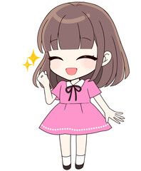 Fototapeta premium 笑顔の女の子 マンガ アニメ