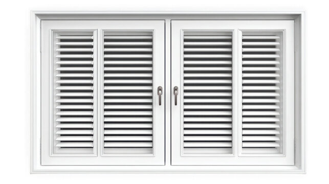 Aluminum louver window with two panels on white background