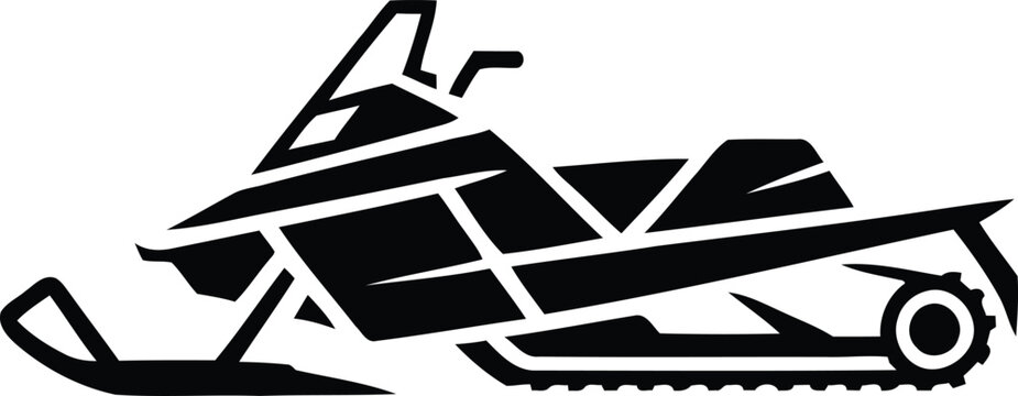 Black snowmobile vector icon flat art ski sled web sign