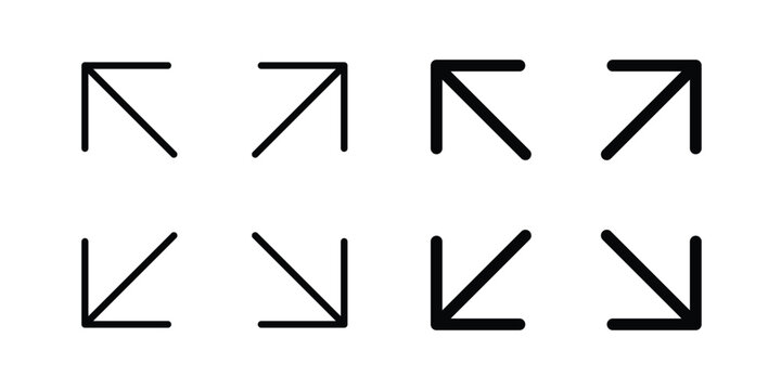 Expand arrows icon concept editable stroke outline. flat vector illustration.