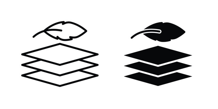 Fabric with feather icon concept editable stroke outline. flat vector illustration.