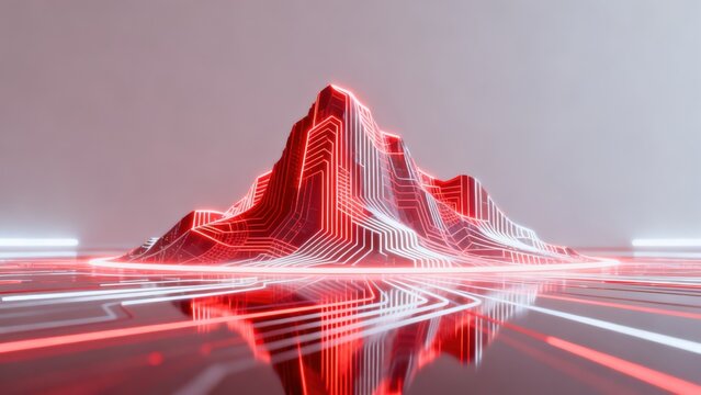 Red and white neon mountain design