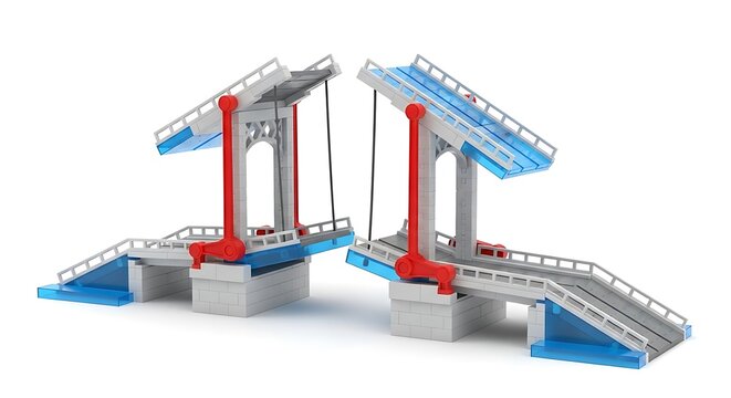 Modern mechanical drawbridge model illustration for urban infrastructure design
