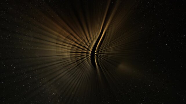 Abstract glow spiral sphere with rays, science background. Bizzard planet structure in space, 4k